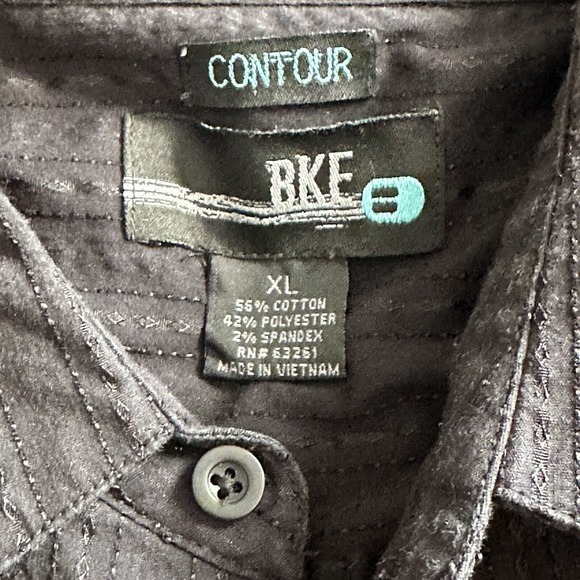 BKE Buckle Contour Black on Black textured Stripe Button Down Sz XL Long Sleeve - Picture 2 of 7